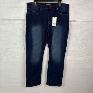 NWT FRENCH CONNECTION gramercy straight fit authentic knit denim Dark Jeans 32